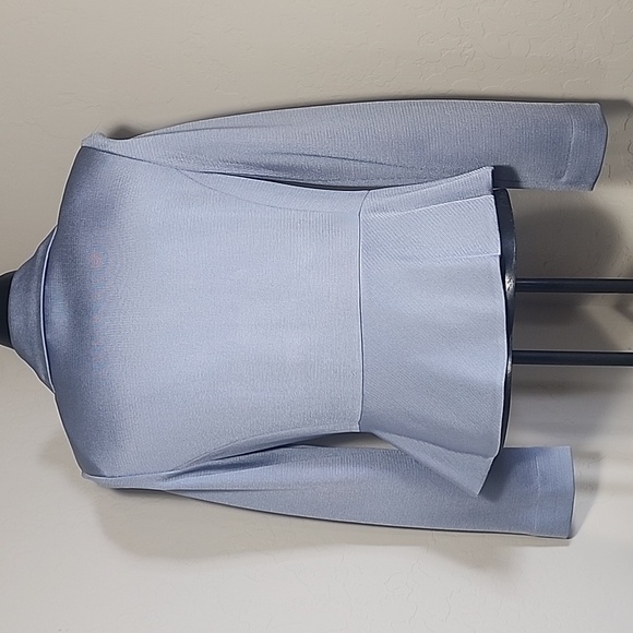 St. JOHN Blue Gray Rhinstone Button Peplom Jacket Coat Sz. 4 - Picture 6 of 10